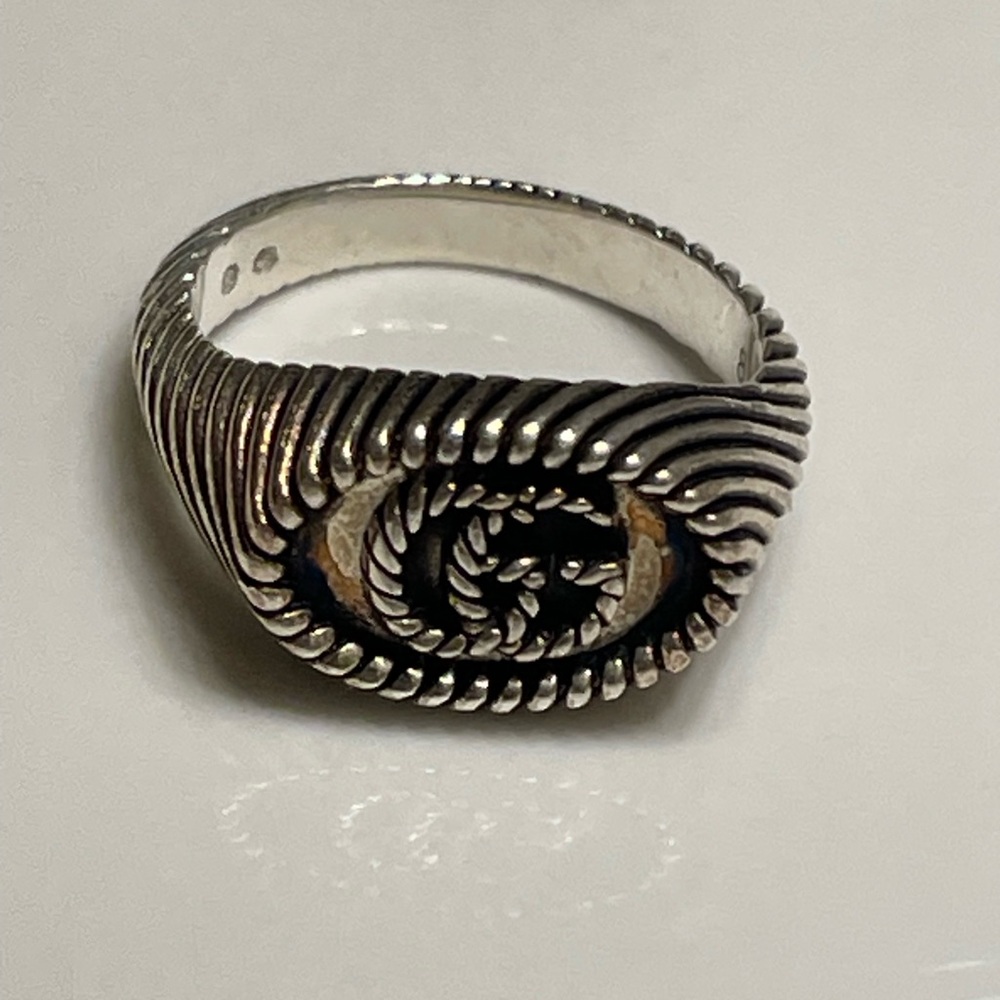Gucci Silver Double GG Marmont Pinky Ring